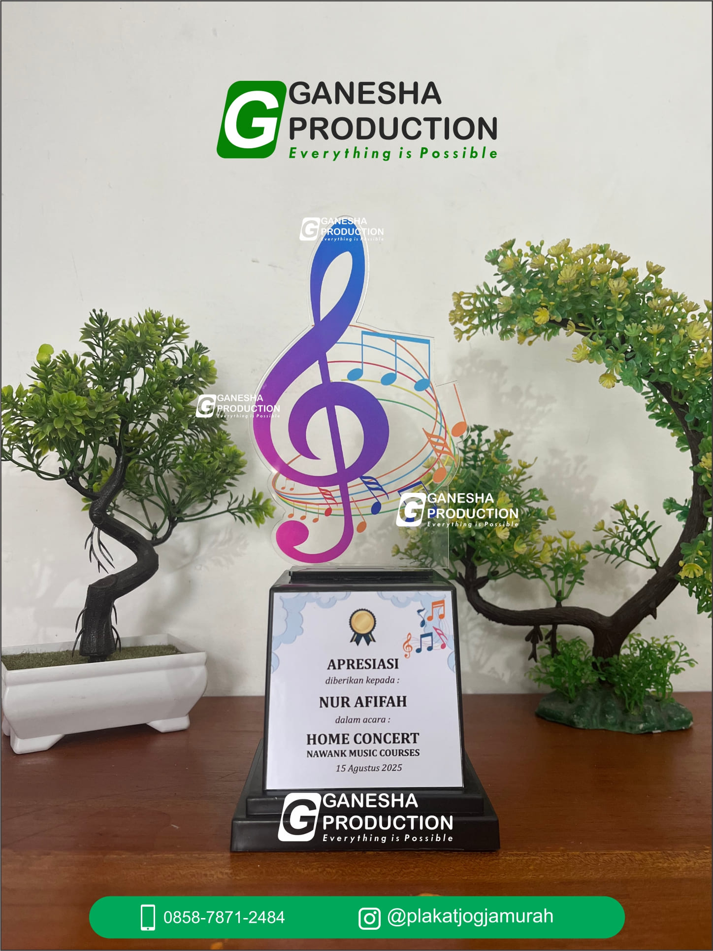 Piala Akrilik Custom Nawank Music Courses