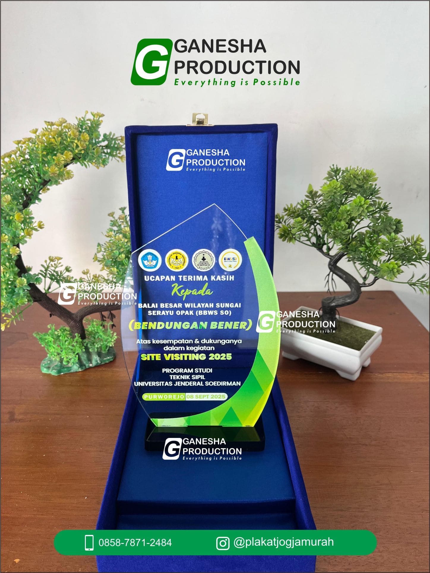 Plakat Akrilik Custom BBWS SO & Universitas Jenderal Soedirman