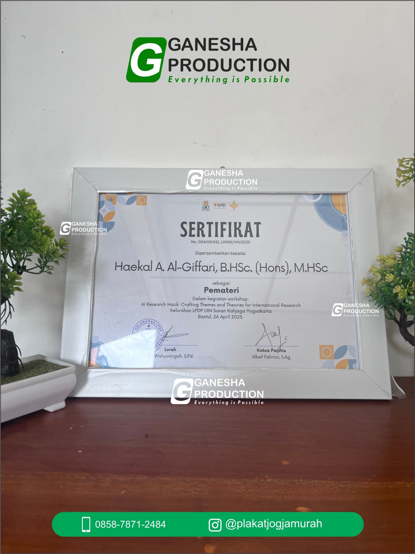 Sertifikat Custom Profesional UIN Sunan Kalijaga Yogyakarta